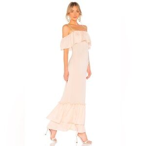 LPA Tiered Ruffle Gown, Champagne, Size S